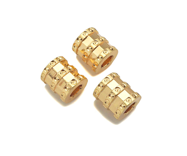 14K Gold High Polished Drum Tube Spacer Beads, Cylinder Beads, Men's Jewelry Findings, Bracelet Necklace Spacer Beads,6x7mm, Sku#ZX08