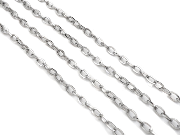 5x8mm Stainless Steel Rectangular Chain by Yard, Silver Unfinished Jewelry Chains, Wholesale Chain, Non-tarnishing Chain, sku#A105