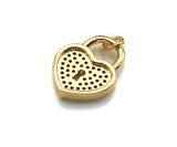 CZ Micro Pave Hollow Out Heart Shape Lock Pendant, Lock Pave Charm, Sku#F1184C