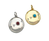 Red Turquoise Stone Coin Pendant/Charm, Sku#L408