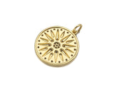 CZ Micro Pave Cupid's Arrow On Round Coin Shape Pendant,  Sku#F1369
