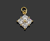 Gold Filled Big Clear CZ Micro Pave Flower Shape Pendant,14K Gold Filled Charm, Necklace Bracelet Charm Pendant,13x16mm,Sku#CP28