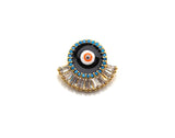 CZ Pave Enamel Evil Eye Pendant/Charm, Black/Blue/Red Evil e