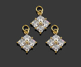 Gold Filled Big Clear CZ Micro Pave Flower Shape Pendant,14K Gold Filled Charm, Necklace Bracelet Charm Pendant,13x16mm,Sku#CP28