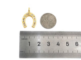 CZ Micro Pave Wishbone Shape Pendant, Cubic Zirconia Horseshoe Shape Charm, sku#L367