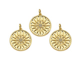 CZ Micro Pave Cupid's Arrow On Round Coin Shape Pendant,  Sku#F1369