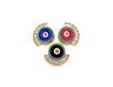 CZ Pave Enamel Evil Eye Pendant/Charm, Black/Blue/Red Evil e