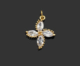 Gold Filled Big Clear CZ Micro Pave Clover Shape Pendant,14K Gold Filled Clover Charm, Necklace Bracelet Pendant,16x19mm,Sku#CP29