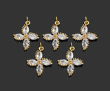 Gold Filled Big Clear CZ Micro Pave Clover Shape Pendant,14K Gold Filled Clover Charm, Necklace Bracelet Pendant,16x19mm,Sku#CP29