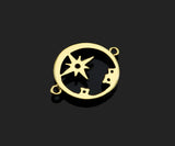 Gold Filled Fuchsia CZ Micro Pave North Star On Round Ring Shape Pendan,14k Gold Filled Charm, Necklace Bracelet Pendant,15x19mm,Sku#CP30