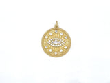 Clear CZ Evil Eye On Round Coin Shape Charm Pendant, Sku#L577