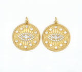Clear CZ Evil Eye On Round Coin Shape Charm Pendant, Sku#L577