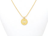 Clear CZ Evil Eye On Round Coin Shape Charm Pendant, Sku#L577