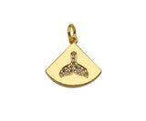 Gold Filled CZ Micro Pave Shark Tail On Fan Shape Pendant, 14K Gold Filled Charm, Necklace Bracelet Charm Pendant,15x14mm,Sku#CP32