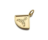 Gold Filled CZ Micro Pave Shark Tail On Fan Shape Pendant, 14K Gold Filled Charm, Necklace Bracelet Charm Pendant,15x14mm,Sku#CP32