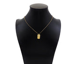 CZ Micro Pave Embossed St Mary On Rectangle Pendant, Matt Gold/Silver Charm, Necklace Bracelet Charm Pendant, 17x10mm, Sku#Y454