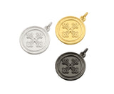 CZ Micro Pave Matte Gold Black Silver Cross Flower Coin Pendant/Charm,Y456
