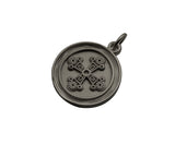 CZ Micro Pave Matte Gold Black Silver Cross Flower Coin Pendant/Charm,Y456
