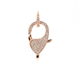 CZ Micro Pave Teardrop Lobster Claw Clasp, Cubic Zirconia Pave Lobster Clasp, Silver Black Rose Gold Plated,22x12mm, sku#H129