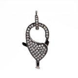 CZ Micro Pave Teardrop Lobster Claw Clasp, Cubic Zirconia Pave Lobster Clasp, Silver Black Rose Gold Plated,22x12mm, sku#H129