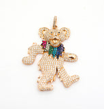 CZ Micro Pave Dancing Teddy Bear Pendant, F515