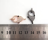 CZ Micro Pave Teardrop Lobster Claw Clasp, Cubic Zirconia Pave Lobster Clasp, Silver Black Rose Gold Plated,22x12mm, sku#H129