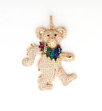 CZ Micro Pave Dancing Teddy Bear Pendant, F515