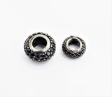 Black CZ Micro Pave On Black Rondelle Big Hole Spacer Beads, Cubic Zirconia Rondelle Spacer Beads, Pave Beads, 3x8/5x10mm, sku#C74