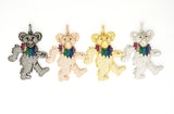 CZ Micro Pave Dancing Teddy Bear Pendant, F515