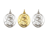 Gold Silver Madonna & Child Oval Shape Charm Pendant, Sku#L519