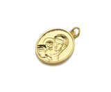 Gold Silver Madonna & Child Oval Shape Charm Pendant, Sku#L519