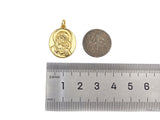 Gold Silver Madonna & Child Oval Shape Charm Pendant, Sku#L519