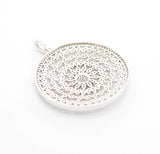 40mm Large CZ Micro Pave Hollow out Filigree Round Disc Pendant, Cubic Zirconia Rose Gold/Gold/Silver/Black Focal Pendant, 40x43mm, F498C