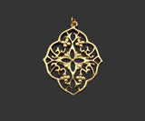 Gold Filled Filigree Flower Shape Pendant, 14K Gold Filled Picture Frame Charm, Necklace Bracelet Charm Pendant, 26x33mm, Sku#ZX21
