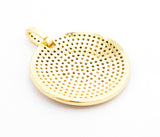 30mm CZ Fully Micro Pave Large Disc Pendant,Gold/Black Tone, Black Cubic Zirconia Big Pave Disc Charm Pendant, sku#F501