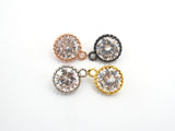 10mm Micro Pave Round Shaped Pendant with Big Clear CZ, Cubic Zirconia Pendant Charm,Black/Gold/Silver/Rose Gold, Bridal Jewelry, sku#B86