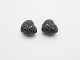 15mm Black CZ Micro Pave Puffy Heart Beads, CZ Pave Heart Beads Charm, Cubic Zirconia Heart Space Beads, SKU#C78