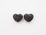 15mm Black CZ Micro Pave Puffy Heart Beads, CZ Pave Heart Beads Charm, Cubic Zirconia Heart Space Beads, SKU#C78