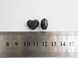 15mm Black CZ Micro Pave Puffy Heart Beads, CZ Pave Heart Beads Charm, Cubic Zirconia Heart Space Beads, SKU#C78