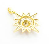 3D CZ Micro Pave North Star Emblem Pendant/Charm,Cubic Zirco