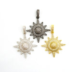 3D CZ Micro Pave North Star Emblem Pendant/Charm,Cubic Zirco