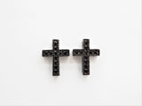 Black CZ Micro Pave On Black Cross Spacer Beads, Cubic Zirconia Cross Space Beads, Cross Charm, 10x13x4mm, SKU#C79
