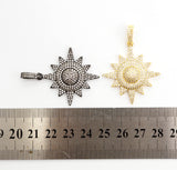 3D CZ Micro Pave North Star Emblem Pendant/Charm,Cubic Zirco