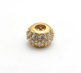 CZ Micro Pave Large Hole Rondelle Beads, Cubic Zirconia Pave Beads, 6mm/8mm/10mm Shamballa Ball beads, CZ Space Beads,sku#G412