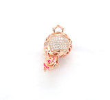 3D CZ Micro Pave Skull with Rose flower Moving Ball Pendant,Cubic Zirconia Skull Charm, Black/Silver/Rose gold/Gold Pendant,30x20mm,sku#F527