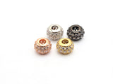 CZ Micro Pave Large Hole Rondelle Beads, Cubic Zirconia Pave Beads, 6mm/8mm/10mm Shamballa Ball beads, CZ Space Beads,sku#G412