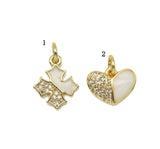 CZ Enamel Cross/Heart Charm, Sku#LD196