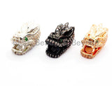 CZ Micro Pave Dragon Head Beads, Cubic Zirconia Spacer Beads, Animal Beads, Men's Bracelet Findings,15mm, sku#Y109