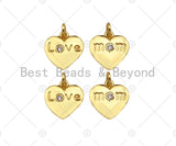 Love/Mom Word On Heart Shape Pendant18K Dainty Gold Medallio