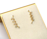 Gold CZ Ear Climber Earrings, Wave Earrings, Sku#B226